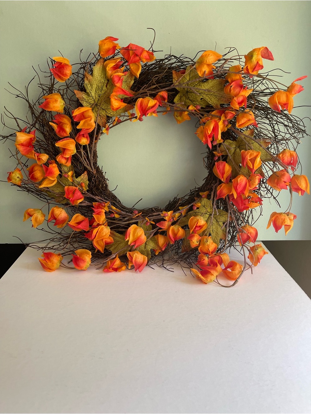 Autumn Orange Fall Floral Wreath - Home Holiday